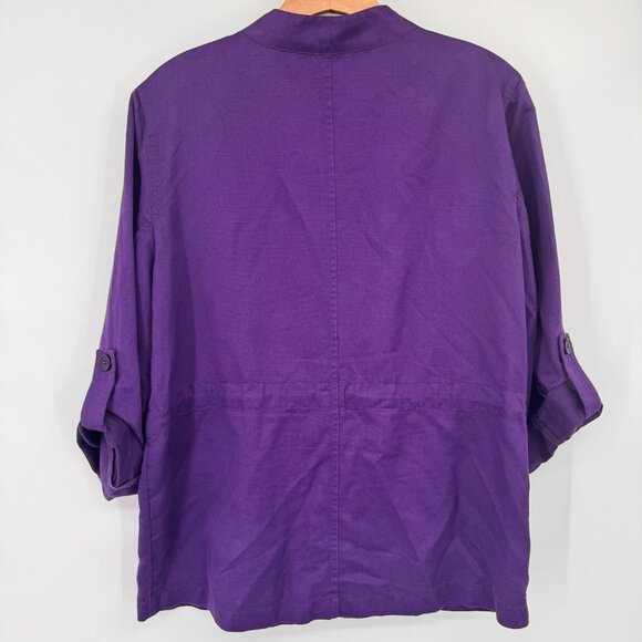 Chicos 2 Womens Purple  Jacket Drawstring Waist 3/4 Roll-Tab Sleeves Size large - Picture 8 of 10